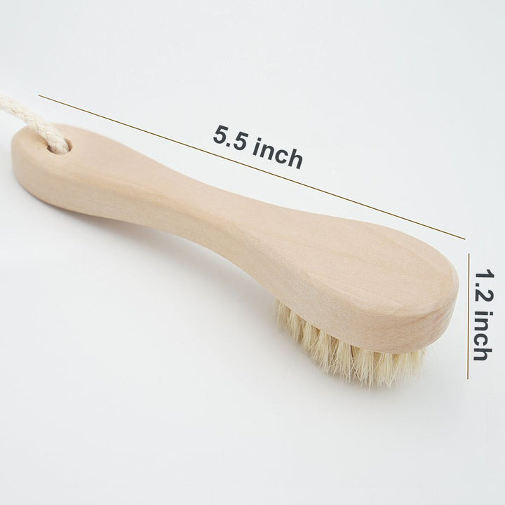 2pcs Natural Bristle Wood Handle Face Facial Skin Scrub Cleaner Cleansing Brush