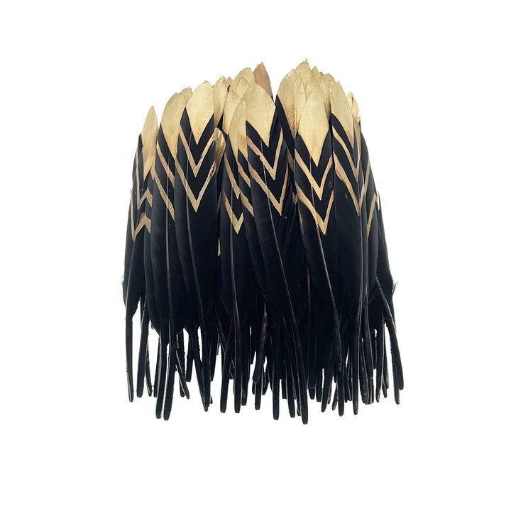 50pcs Natural Goose Feathers 4-6inch for DIY Craft Wedding Home Party Decoration Gold Feather and Gift Box Decorations (Black&amp;gold1)