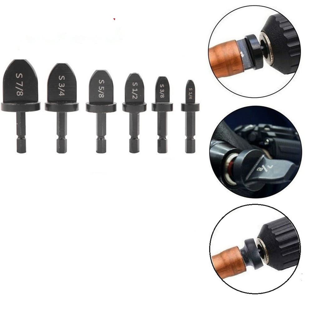 6pcs HVAC Repairing Set Air Conditioner Copper Tube Expander Swaging Tool Manual Pipe Swage Expander Drill Bit Soft Copper Tubing Bit with 1/4&#39;&#39;, 3/8&#39;&#39;, 1/2&#39;&#39;, 5/8&#39;&#39;, 3/4&#39;&#39;, 7/8&#39; Bits