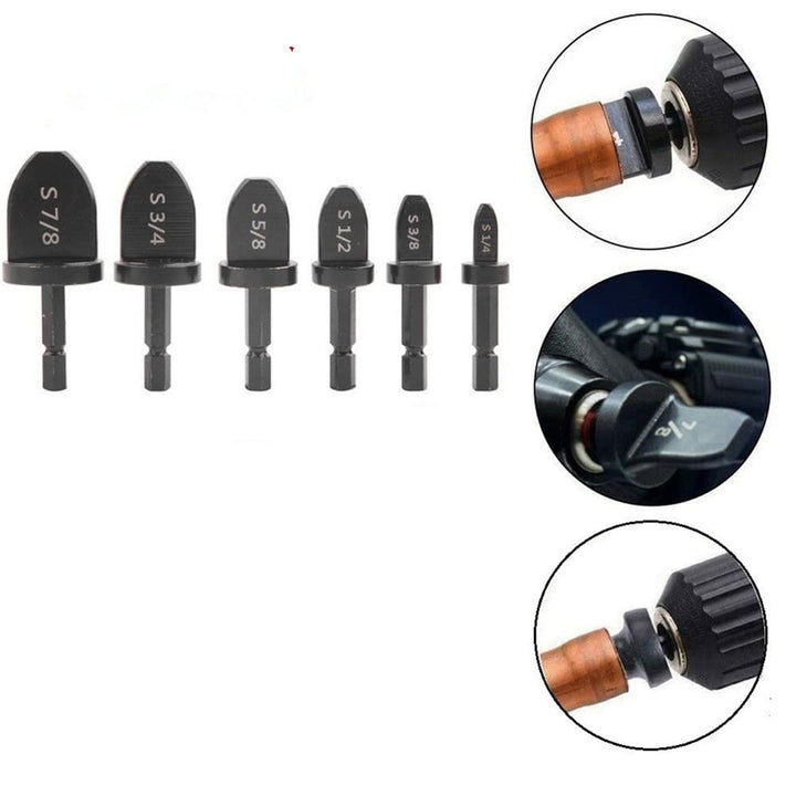 6pcs HVAC Repairing Set Air Conditioner Copper Tube Expander Swaging Tool Manual Pipe Swage Expander Drill Bit Soft Copper Tubing Bit with 1/4&#39;&#39;, 3/8&#39;&#39;, 1/2&#39;&#39;, 5/8&#39;&#39;, 3/4&#39;&#39;, 7/8&#39; Bits