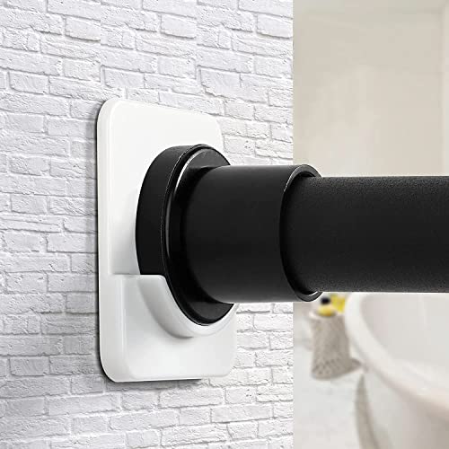 Adhesive Shower Curtain Rod Holder | No Drilling, Sticking them up Or Easy places to drill for a fixture | Strong Hold | 2 Pack, White (Rod Not Included)