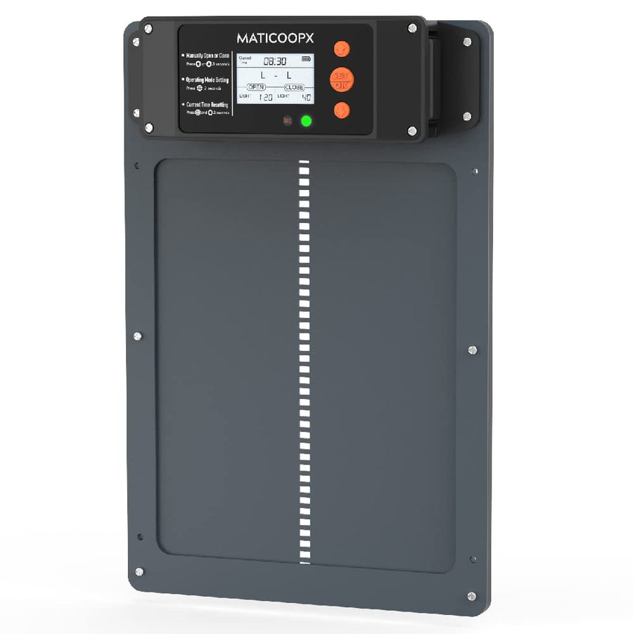 Automatic Chicken Coop Door Opener, with Timer & Light Sensor, Aluminum Door,Grey