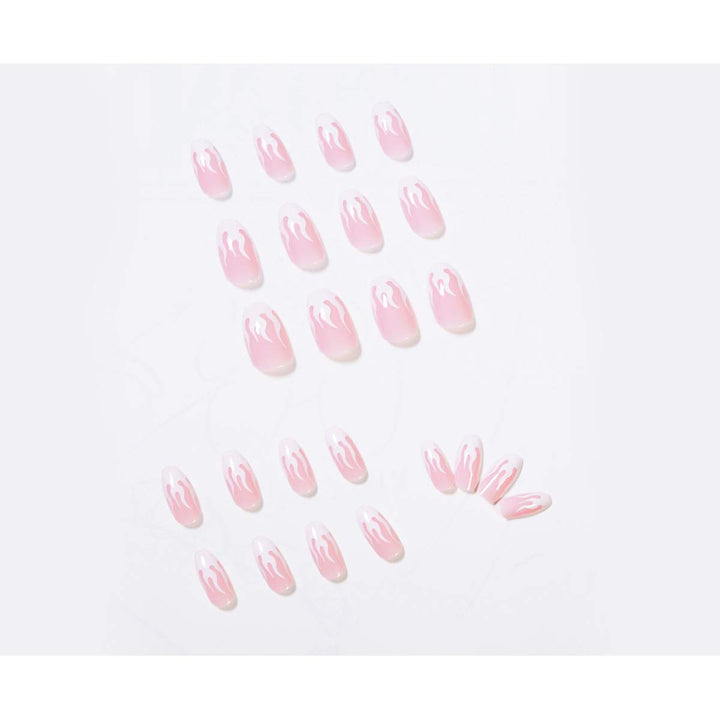 Medium Coffin Press on Nails Glossy Flame Pink Fake Nails Ballerina False Nails with Designs Acrylic Nails for Women and Girls