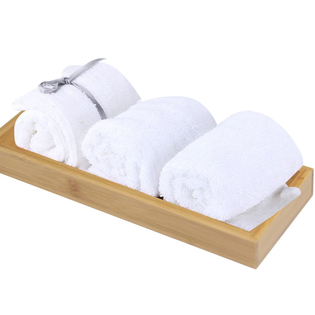 Natural Bamboo Wooden Bathroom Organizer Vanity Tray Cosmetic Makeup Holder Tray for Toilet Tank Kitchen Office Decoration Wooden Tray