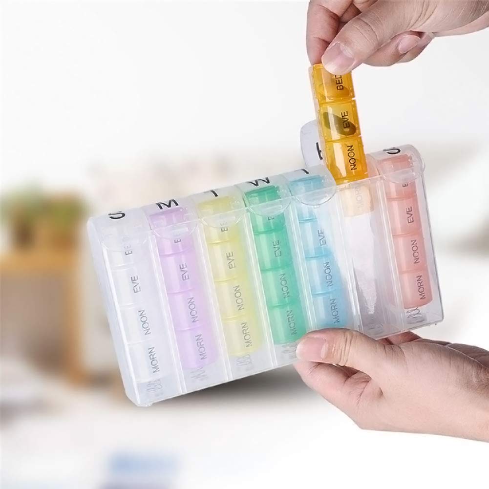 Travel Pill Organizer Weekly Pill Planner for Pill and Vitamin Each Week, 4 Times a Day Medication Reminder, Easy to Read Monday to Sunday, AM PM Small Compartment for Purse
