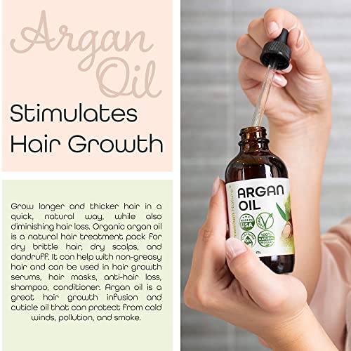 Argan Oil for Hair Virgin 100% Pure Cold Pressed Argon Oil Hair Serum For Hair Stimulate Growth for Dry and Damaged Hair Argan Oil for Skin Body Moisturizer Nails Protector 4 oz