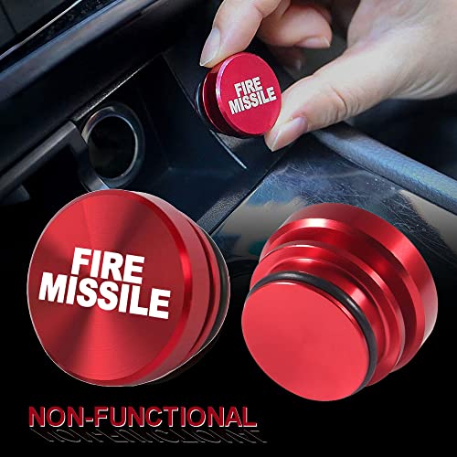 Aluminum EJECT FIRE MISSILE Button Car Cigarette Lighter Plug Cover Fits Most Automotive Vehicles Boats with Standard 12 Volt Power Source (EJECT red+FIRE MISSILE red)