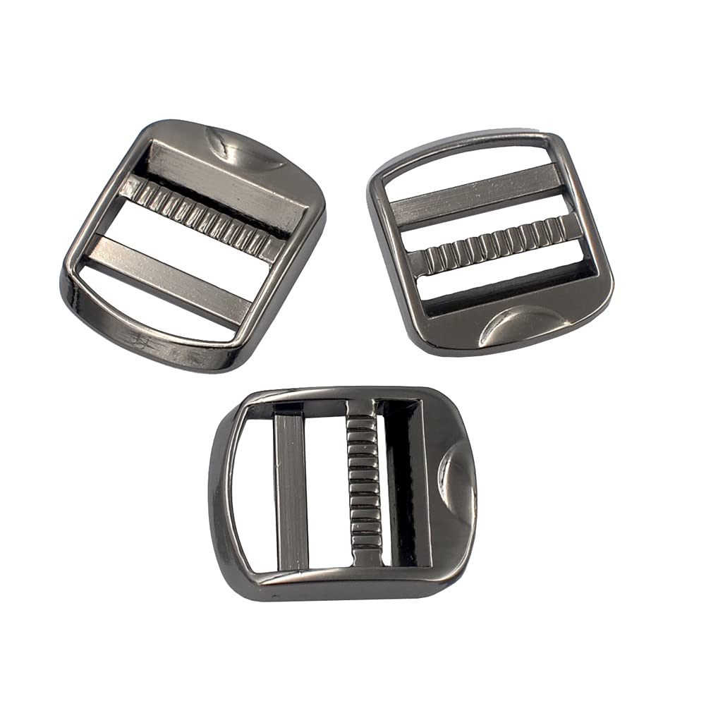 DGOL 10 pcs 1 inch Strong Heavy Shinning Zinc Alloy Ladder Lock Slider Adjustable Webbing Strap Release Buckles (Gunmetal)
