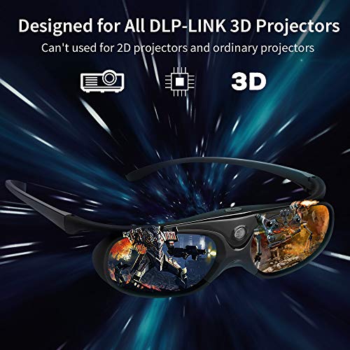 DLP 3D Glasses, 144Hz Rechargeable 3D Active Shutter Gl