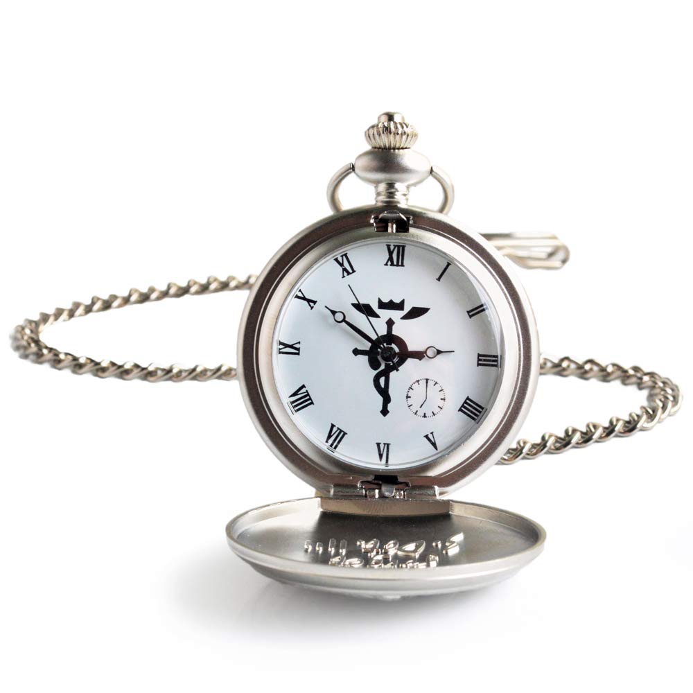 Fullmetal Alchemist Pocket Watch with Chain Vintage Quartz Pocket Watch for Cosplay Accessories Anime Merch