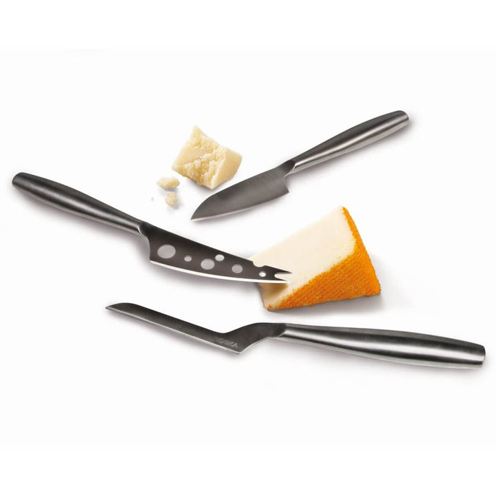 Boska Stainless Steel Cheese 3 Knife Set - Copenhagen For All Types of Cheese - Multi-Functional Cheese Slicer - Handheld Slicer - Silver Non-Stick - Dishwasher Safe - For Kitchen Cooking