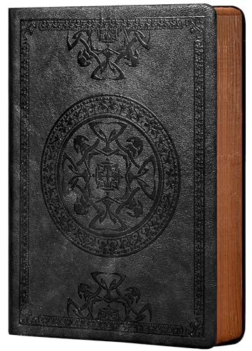 Lined Journal for Men Soft Cover Notebook Leather Journals for Writing, 180 Lay Flat Vintage Mens Journal Personal Diary, 5.7&#39;&#39; X 8.3&#39;&#39;, Black