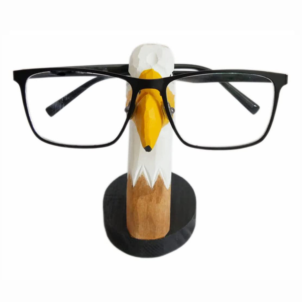 Handmade Wood Carved Animal Eyeglass Holder, Cute Sunglasses Display Stand, Nightstand Home Office Desk Decor, Christmas Holiday New Year Business Gift for Men Women Adults (Eagle)