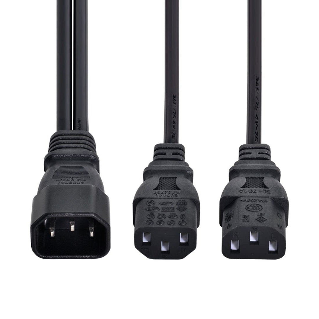 chenyang IEC 320 C14 Male 1 to 2 C13 Female Y Splitter 