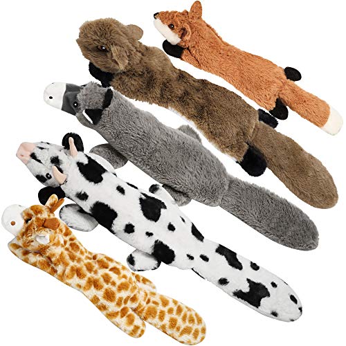 Dog Squeaky Toys, 5 PCS Crinkle Plush Dog Toys, No Stuffing Dog Toys for Small Medium Large Dogs, Stuffless Puppy Toys for Boredom