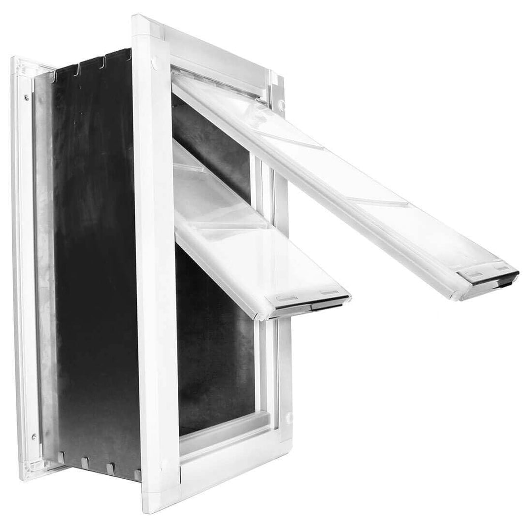 Large Wall Mount - White Double Flap 10 x 18 pet door