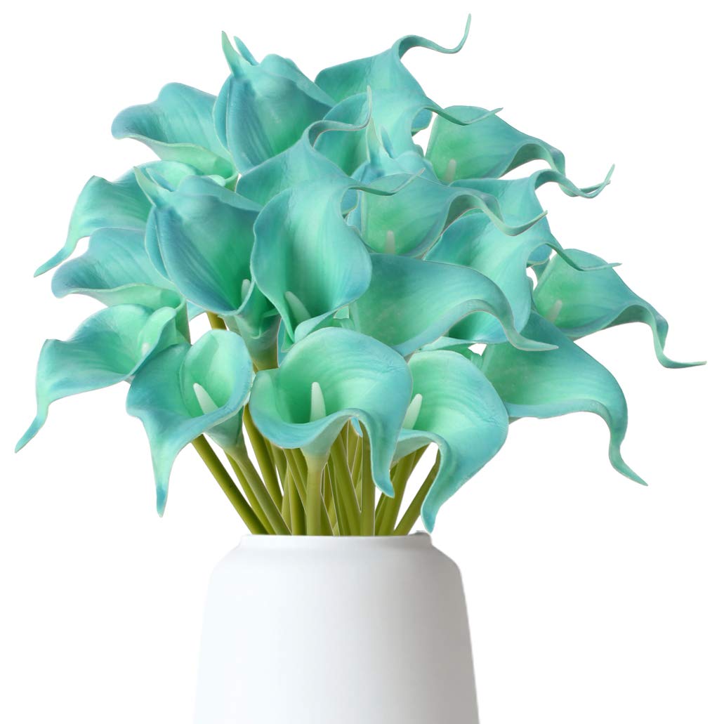 Calla Lily Artificial Flowers Real Touch Flowers Fake Lily Fake Flowers For Decoration Calla Lillies Artificial Spring Flowers Tiger Lilly Flowers Calla Lily Bouquet for Wedding Home Decor-Blue Lily