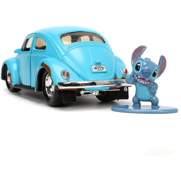 Disney Lilo and Stitch 1:32 Volkswagen Beetle Die-cast Car w/ 1.65 Stitch Figure, Toys for Kids and Adults