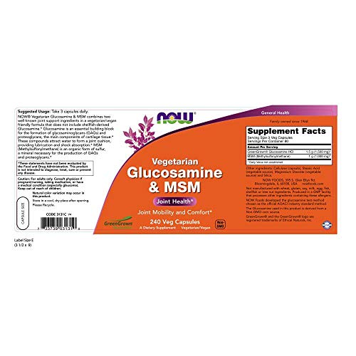 Supplements, Glucosamine &amp; MSM (GreenGrown® Glucosamine), Vegetarian, 240 Veg Capsules