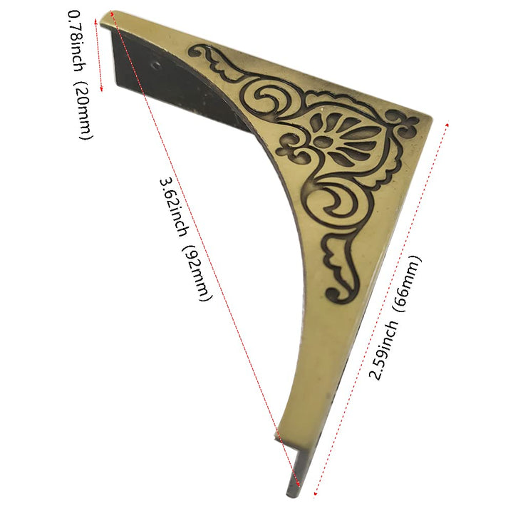 Antique Metal Box Corner Protector 4 Pcs Antique Zinc Alloy Box Corner Protector Edge Safety Guard Cabinet Furniture Corner Protectors Bumpers (Bronze)