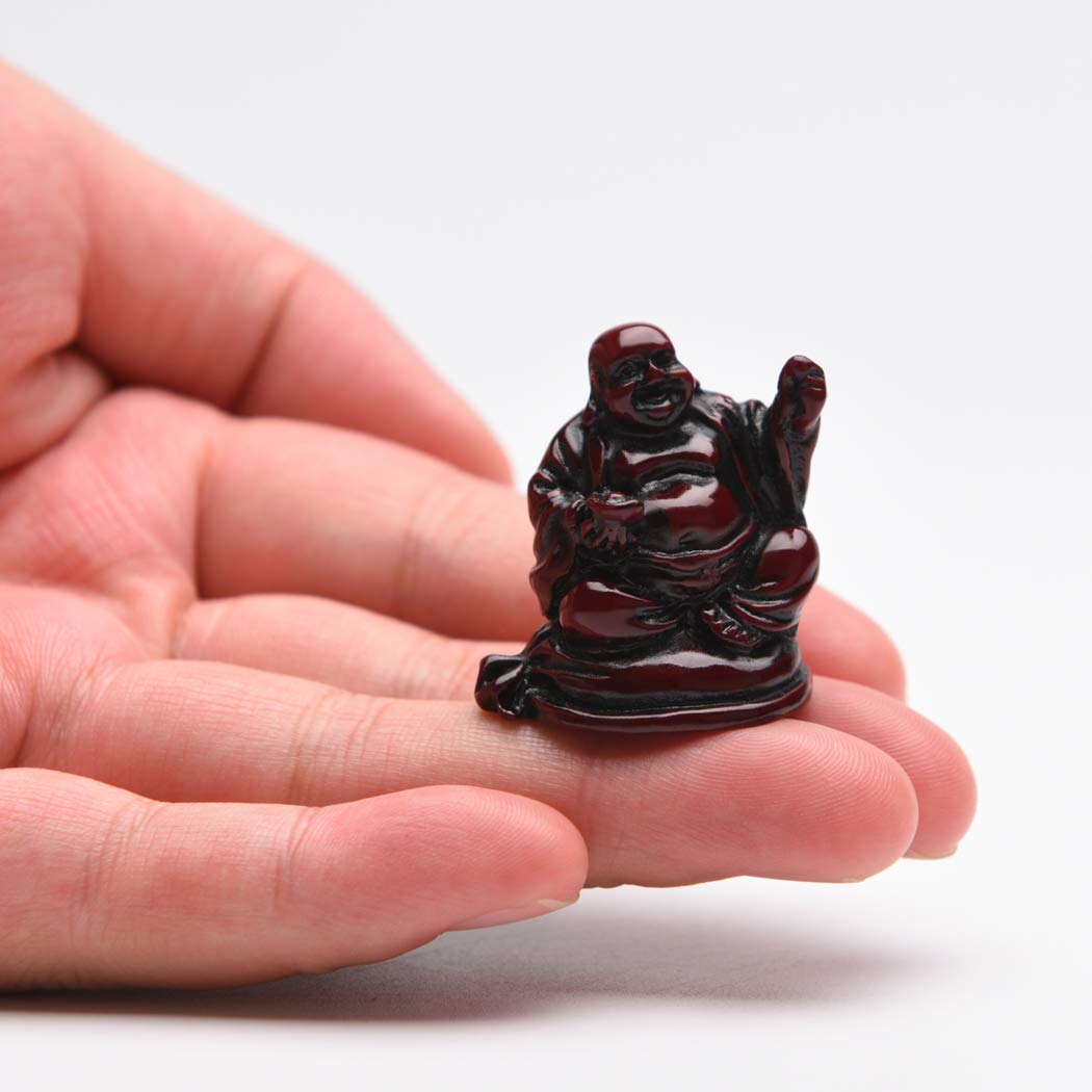 BRABUD 1&#39;&#39; Red Resin Laughing Buddha Maitreya Figurines Collection Gift Home Office Desk Decor Flower Pot Statue Decoration Set of 6