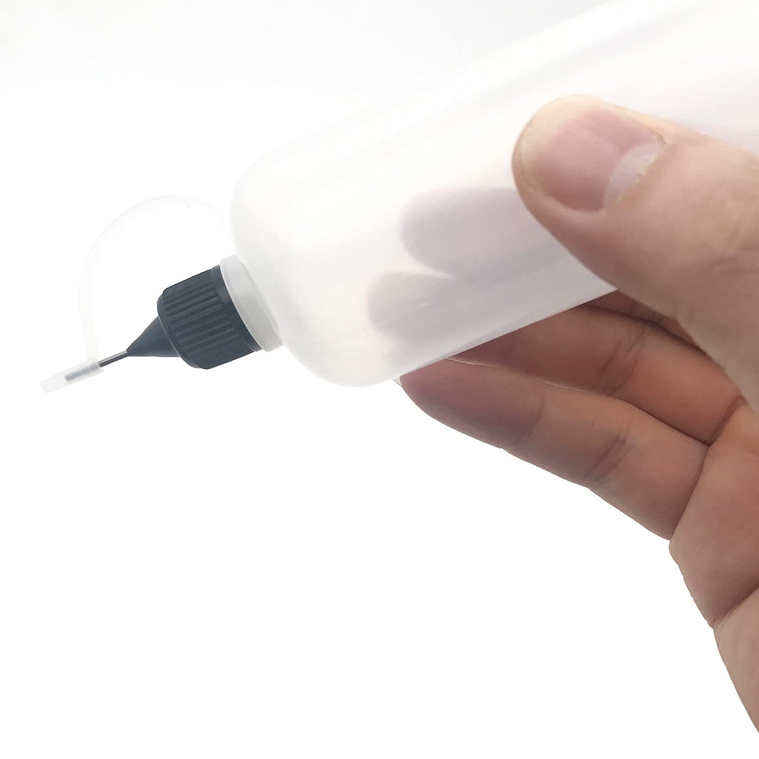 5 Pcs Needle Tip Bottle, 120ml /4 Ounce Precision Tip Applicator Bottles, with 2 Pcs Mini Funnel, Black Lid