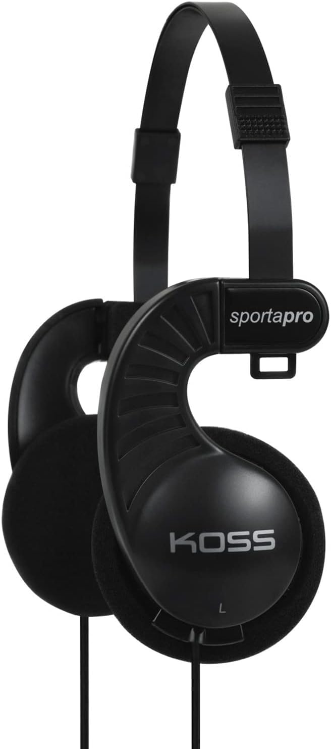 SportaPro On-Ear Stereo Headphones, 3.5mm Plug, Lightweight, Unique Folding Design, Black