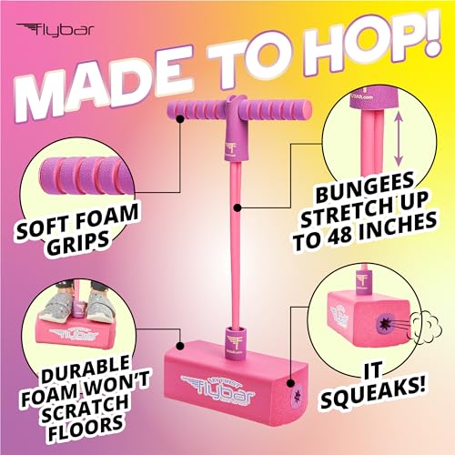 My First Foam Pogo Jumper for Kids Fun and Safe Pogo Stick for Toddlers, Durable Foam and Bungee Jumper for Ages 3 and up, Supports up to 250lbs (Pink)