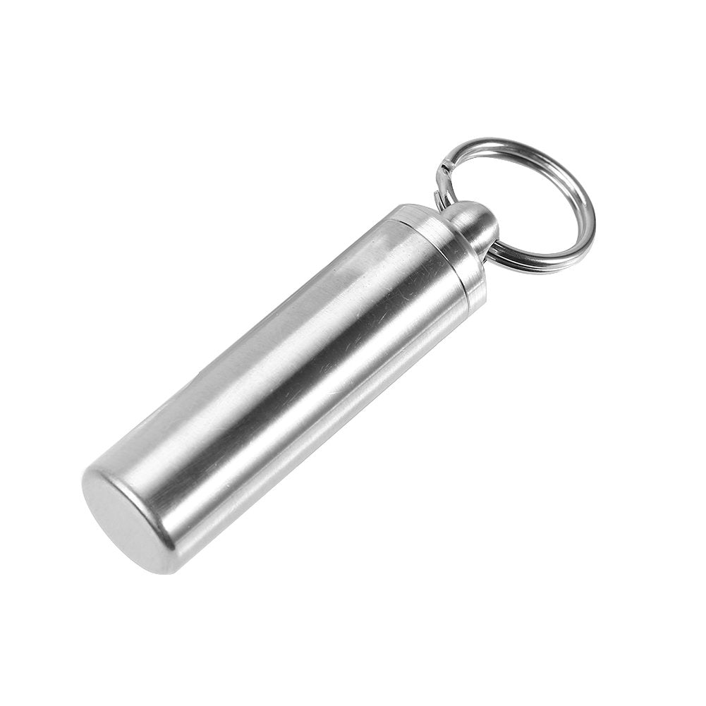 VGEBY 15mm Keychain Container, Stainless Steel Waterproof Medicine Pill Bottle Keychain Pill Box Case Container Keychain Keychain Pill Holder Stainless Steel Pill Case Container For Airborne Tablets