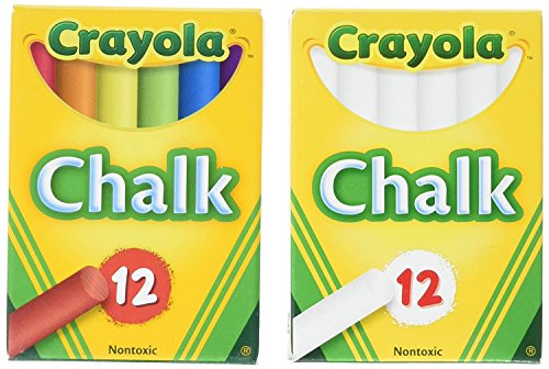 Non-Toxic White Chalk(12 ct box)and Colored Chalk(12 ct box) Bundle