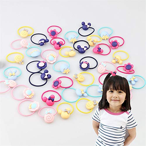 22PCS Baby Girls Cute Cartoon Hair Bows Elastics Ties Bands Hair Holders Ponytail Holders Head Bands Ropes Hair Elastics Accessories With a Cute Tin Box