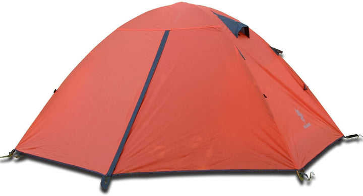 2 Person Backpacking Tent 3-4 Season Windproof Camping Tent Awning Family Tent Two Doors Double Layer with Aluminum rods for Outdoor Camping Family Beach Hunting (Orange-2 Person)