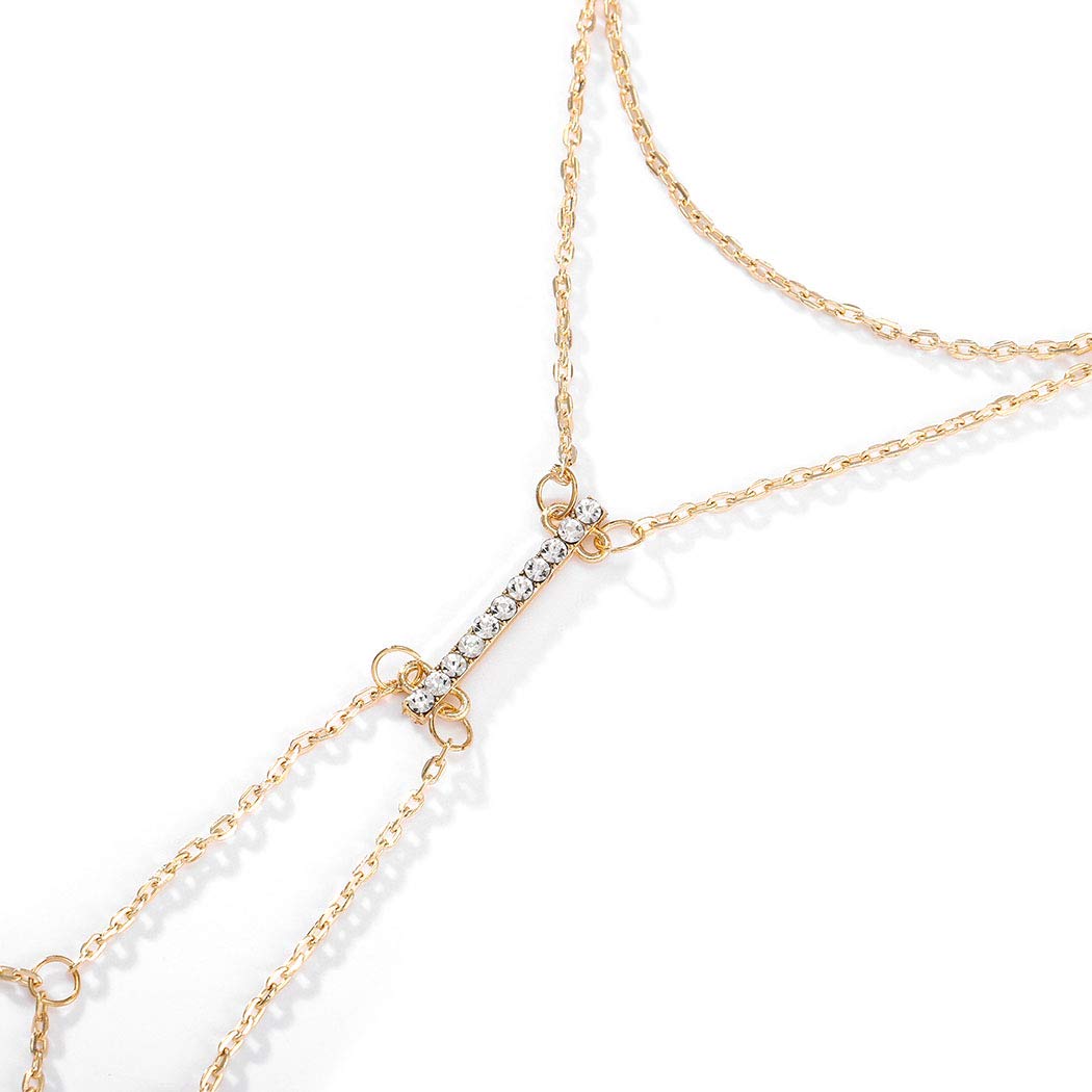 Boho Ring Anklets Gold Crystal Ankle Bracelets Summer Beach Charm Foot Jewelry Adjustable for Women (1PCS