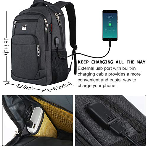 Laptop Backpack,Business Travel Anti Theft Slim Durable Laptops Backpack with USB Charging Port,Water Resistant College Computer Bag for Women &amp; Men Fits 15.6 Inch Laptop and Notebook - Black