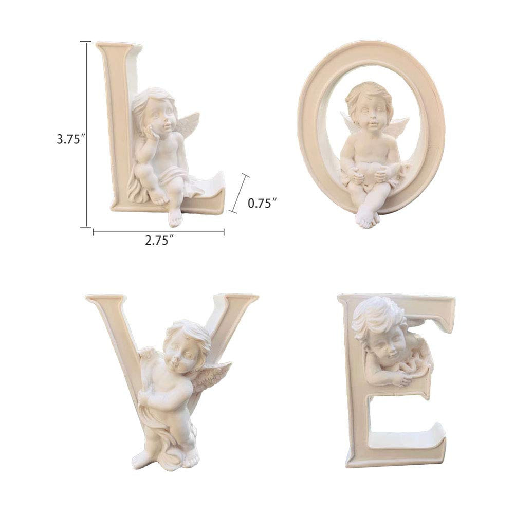 Set 4 Angel Figurines Cherub Figurine Statue Easter Religious Collectible Heart&Love Angel Figurines Home Wedding Centerpiece, Easter décor