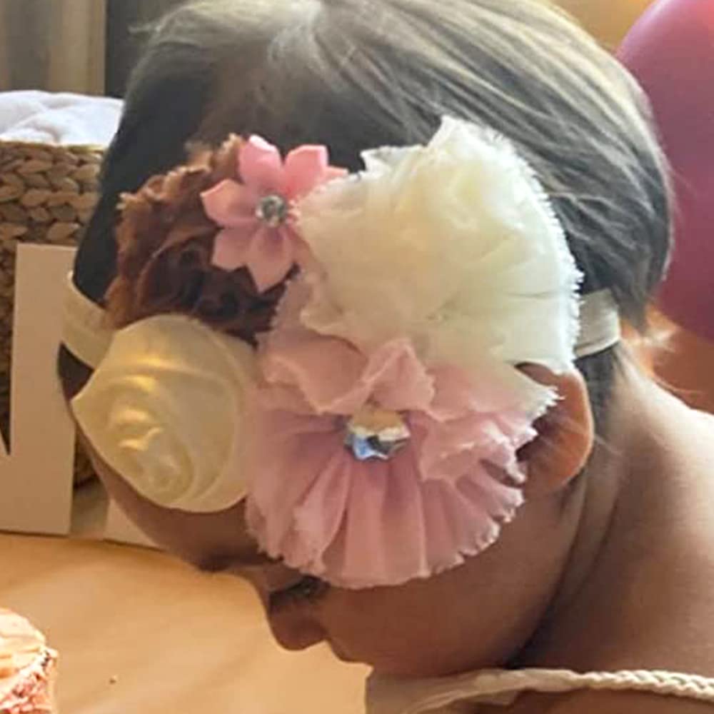 Handmade Baby Infant Child Kid Girl Flower Soft Lace Adjustable Princess Headband Head Chain, Hair Vine Hair Hoop Winter Headband