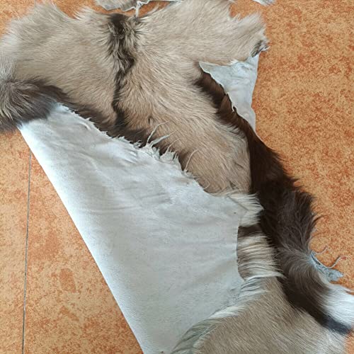 Real Antelope Goat Hide Fur Skin Pelt Fur Sheepskin Leather Fur Skin Clothing Accessories Light Brown 1pcs(Approx 15X18)