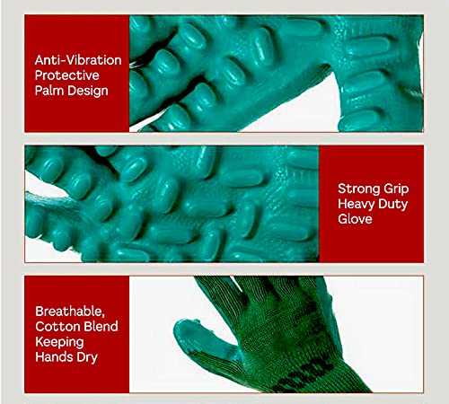 Large Anti-Vibration Rubber Latex Utility Gloves, Wear-Resistant, Non-Slip, Protective for Handheld Tools and Machinery