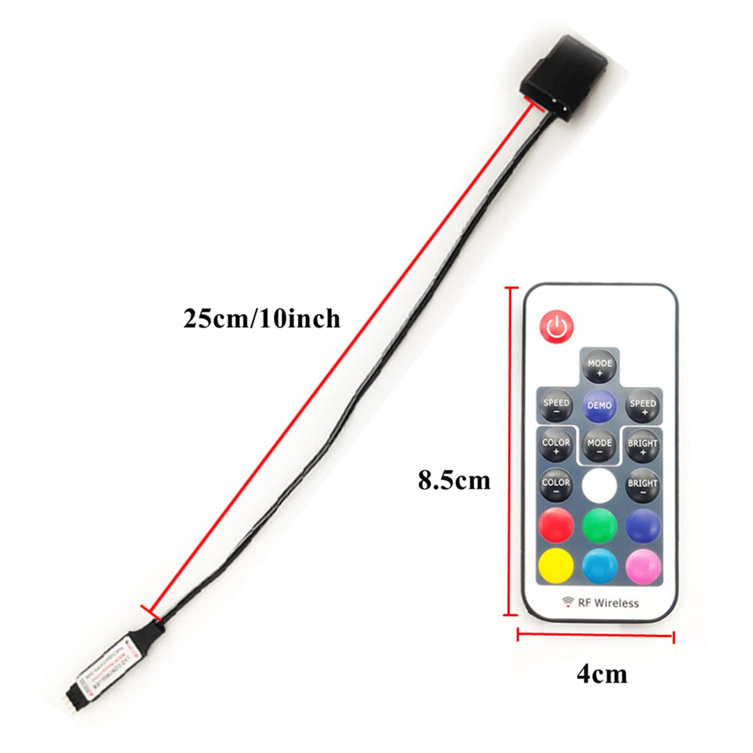 Computer Fan Lighting Effect Controller, 12V 4-Pin RGB Fan Equipment Connect Cable Control Remote Controller with On/Off Swtich and Brightness Adjustment