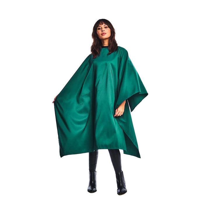 Lightweight Crinkle Nylon Hair Cutting / Styling Cape, Green