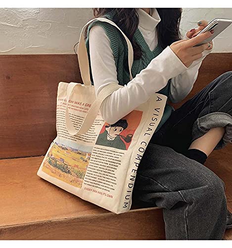 UERRUAM Canvas Tote Bag Aesthetic for Women Graphic Bag