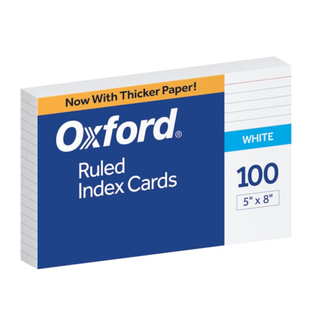 Ruled Index Cards, 5 x 8, White, 100/Pack (51)