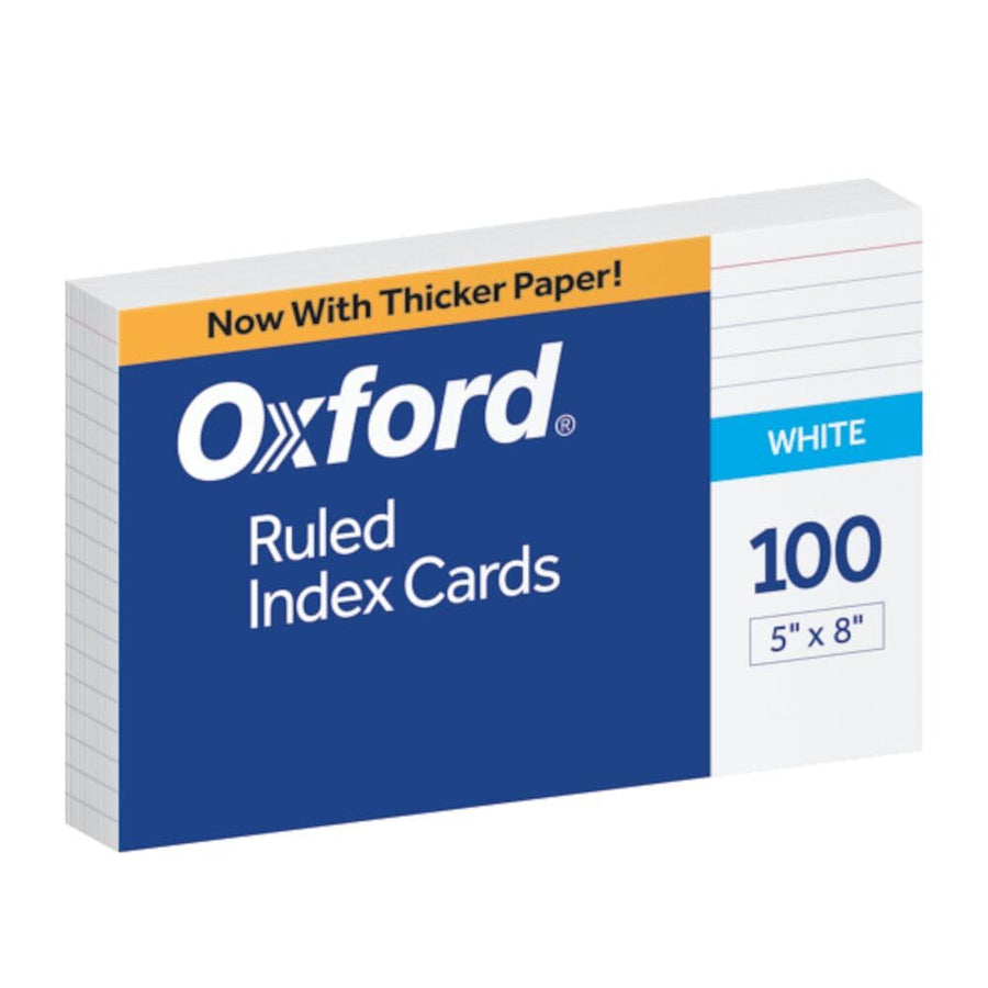 Ruled Index Cards, 5 x 8, White, 100/Pack (51)