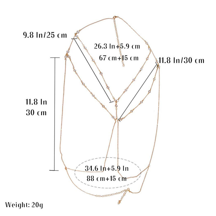 Cosydays Sexy Belly Chain Gold Rhinestone Harness Body Chain Beach Bikini Chains Waist NIightclub Body Chain Jewelry for Women and Girls (J-Rhinestone)