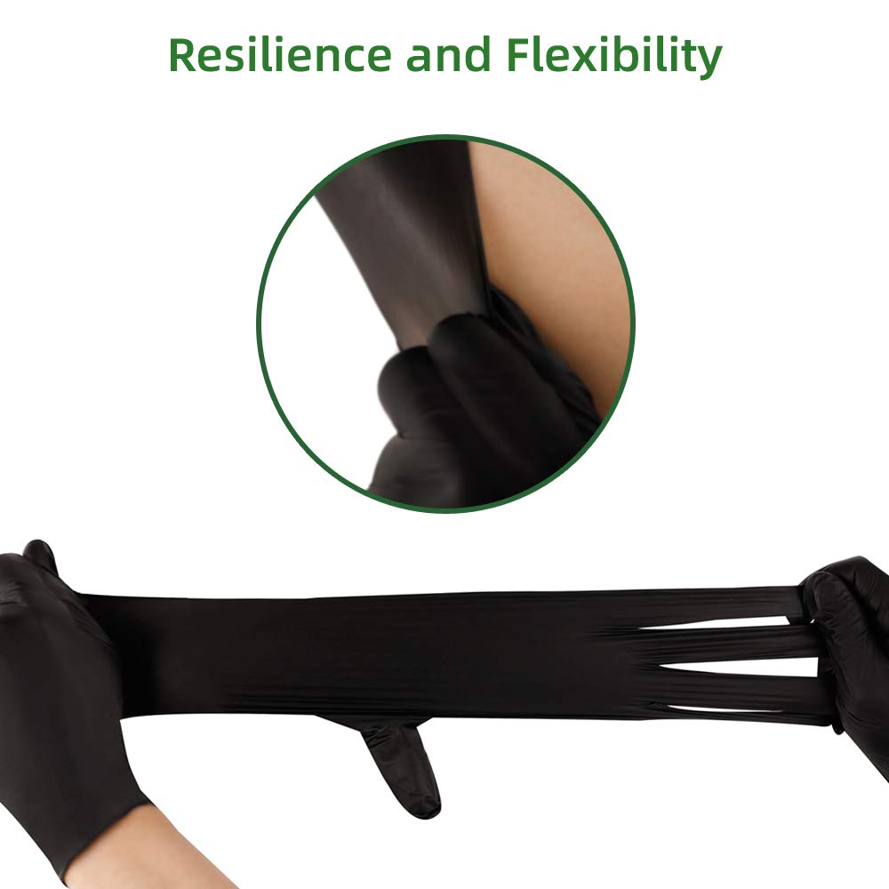 Nitrile Disposable Gloves Pack of 100, Latex Free Safety Working Gloves for Food Handle or Industrial Use(Black,X-Large)