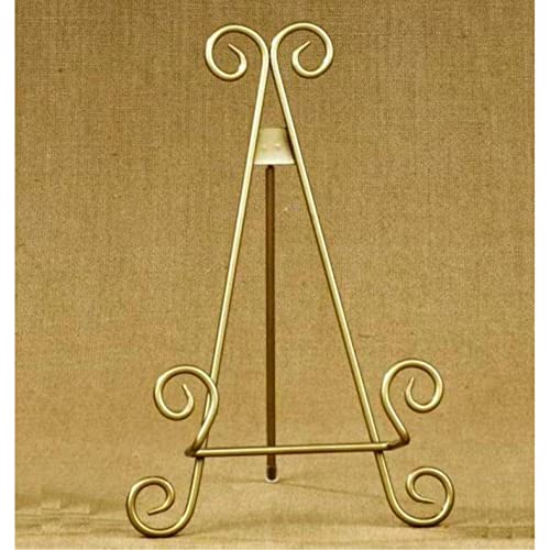 ZOKLU 11 h Gold Finish Metal Display Easel - Platter Stand ~ Great for Display Photo Frames and Collectible Plates