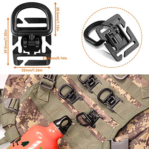 Molle Accessories Kit of 28 Attachments, D-Ring Grimloc Locking Gear Clip for 1“ Webbing Strap Tactical Backpack Web Dominator Elastic Strings Strap