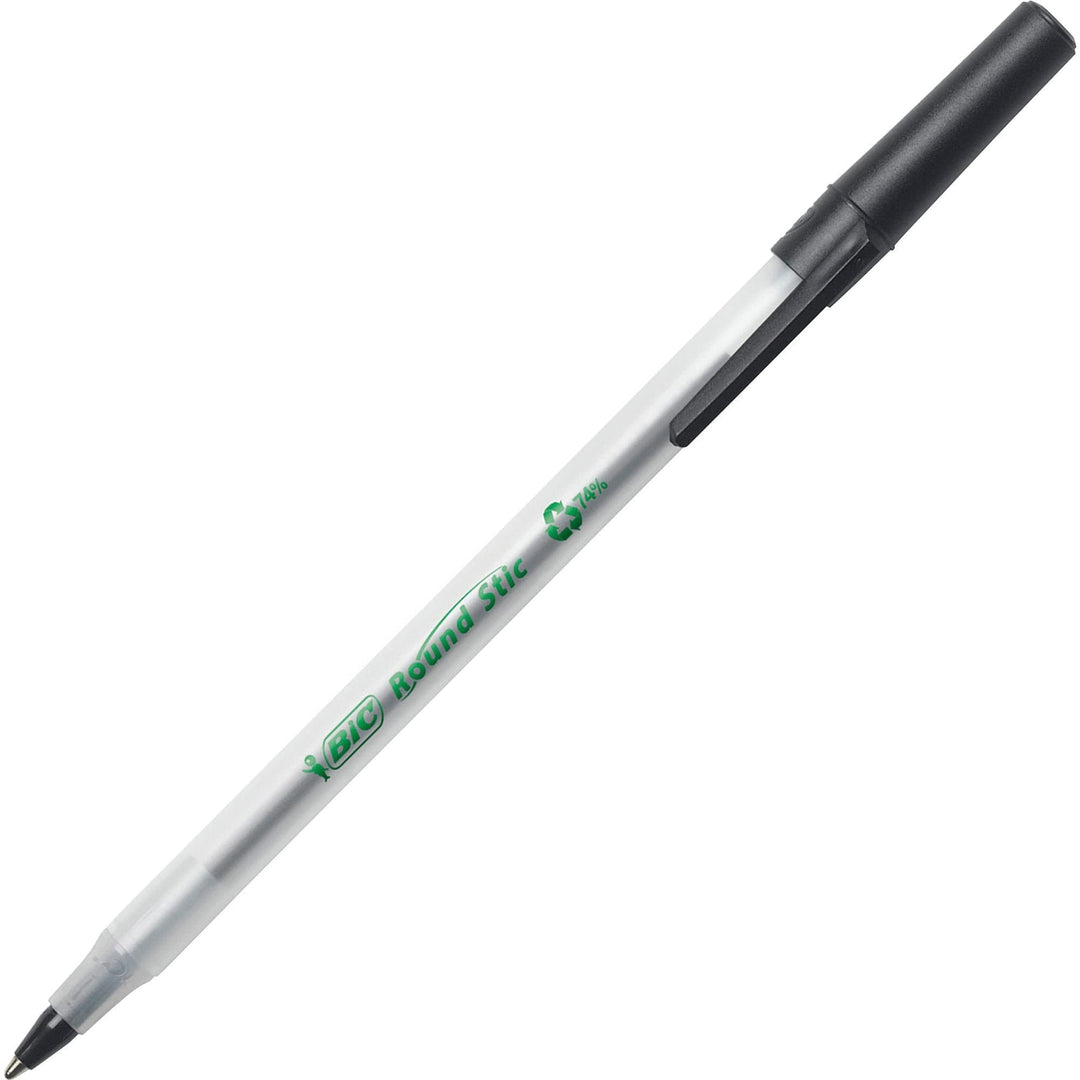 BIC ReVolution 97% Recycled Round Stic, Medium Point (1.0mm), Black, 50-Count Pack, Eco Friendly Pens For School Supplies, 100% Recycled Packaging