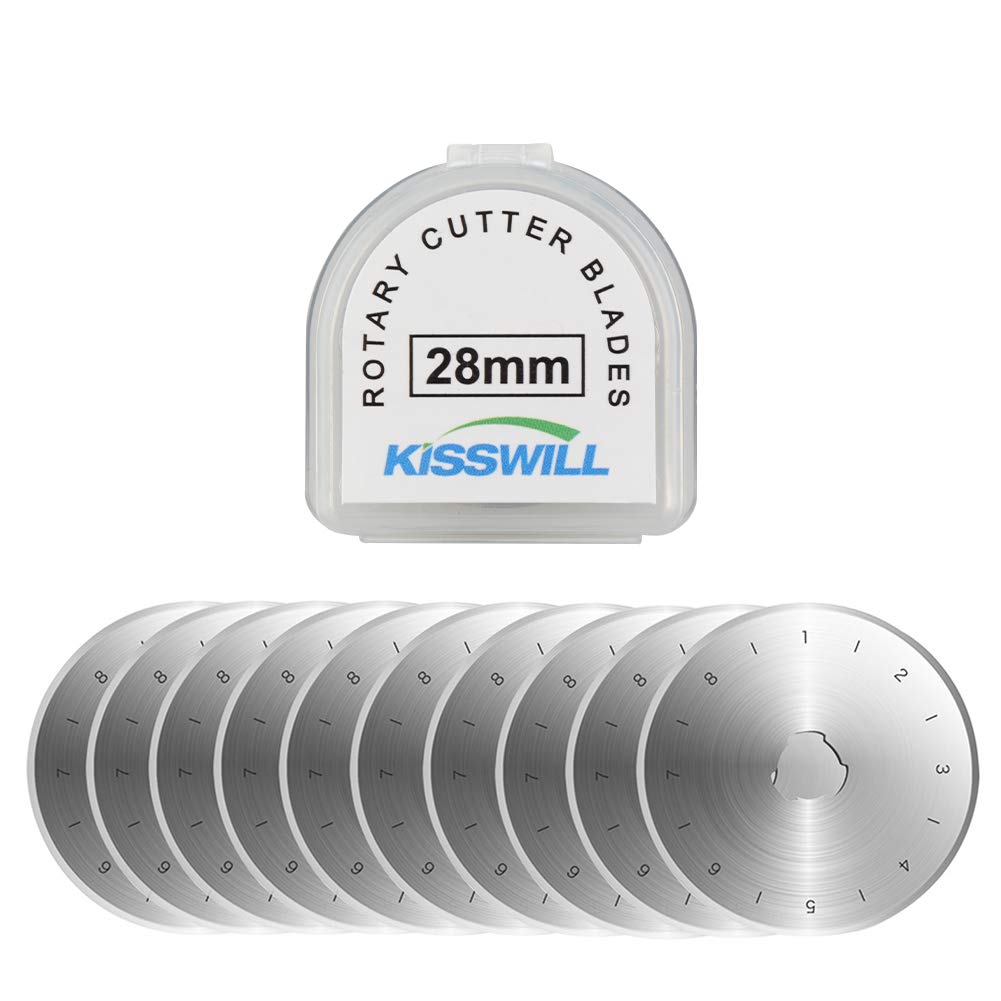 28mm Rotary Cutter Blades, 10 Pack Rotary Blades 28mm Fits OLFA, Fiskars, Martelli, Dremel, Truecut 28mm Rotary Cutter Replacement Blades, Sharp and Durable