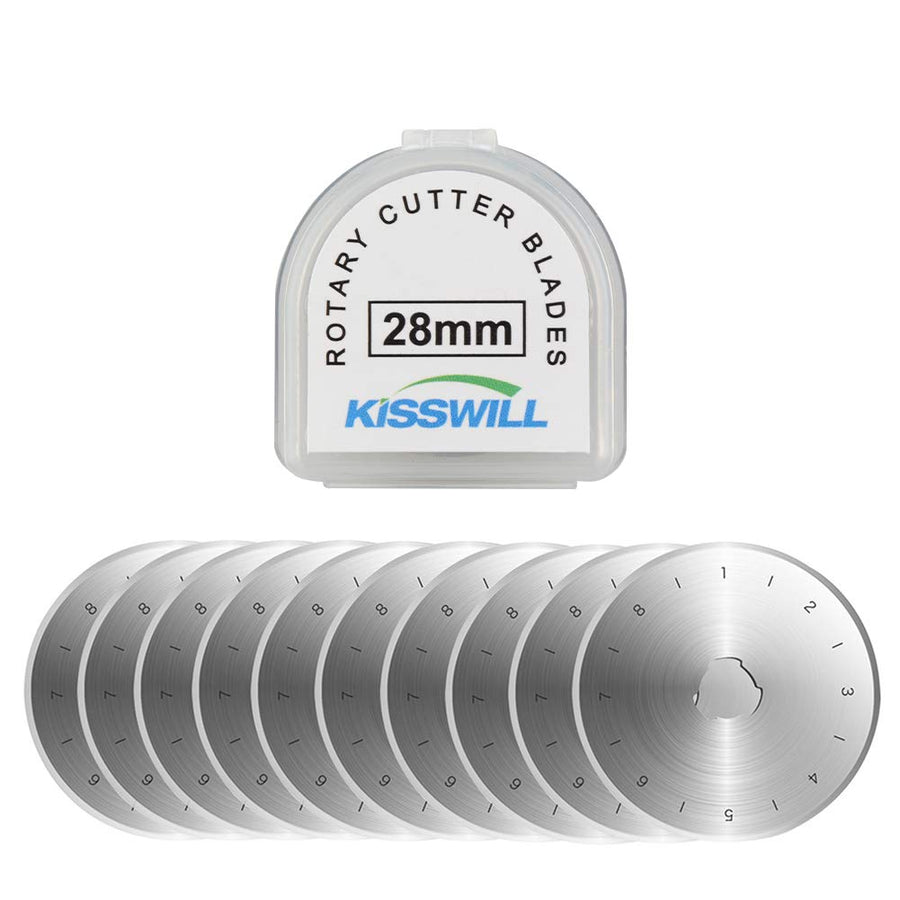 28mm Rotary Cutter Blades, 10 Pack Rotary Blades 28mm Fits OLFA, Fiskars, Martelli, Dremel, Truecut 28mm Rotary Cutter Replacement Blades, Sharp and Durable